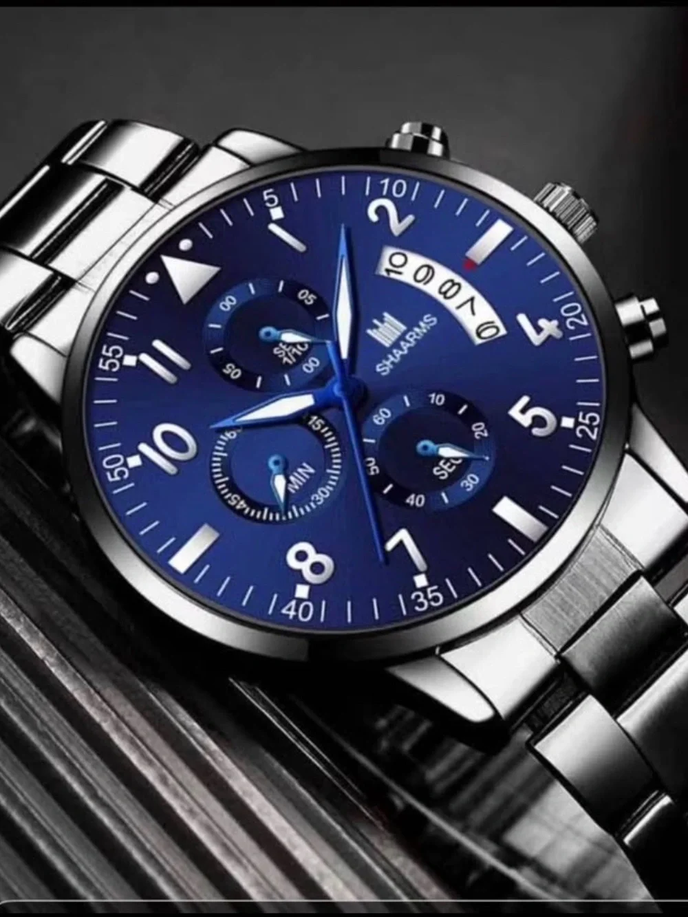 Men's Stainless Steel Chronograph Watch - Black and Gold Options